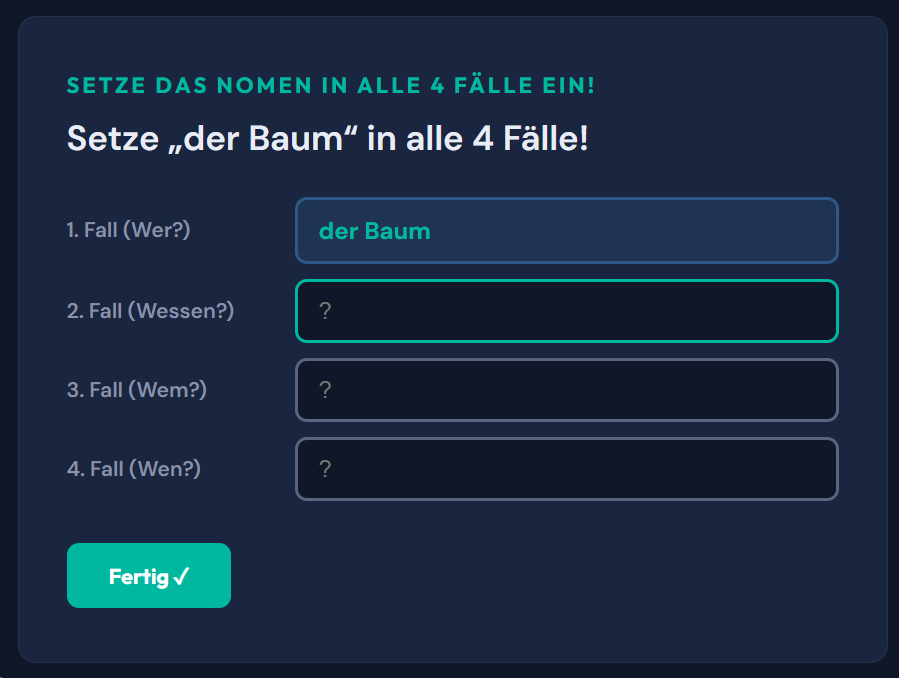 Beispiel-Aufgabe Deklination