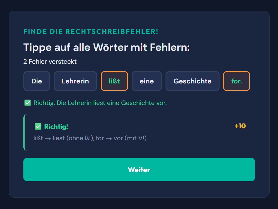 Beispiel-Aufgabe Fehler finden