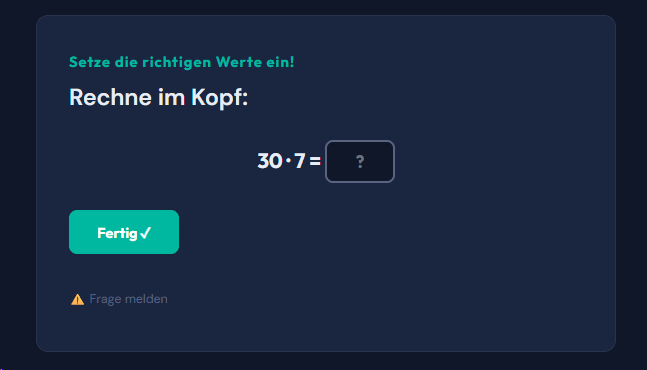 Beispiel-Aufgabe Kopfrechnen