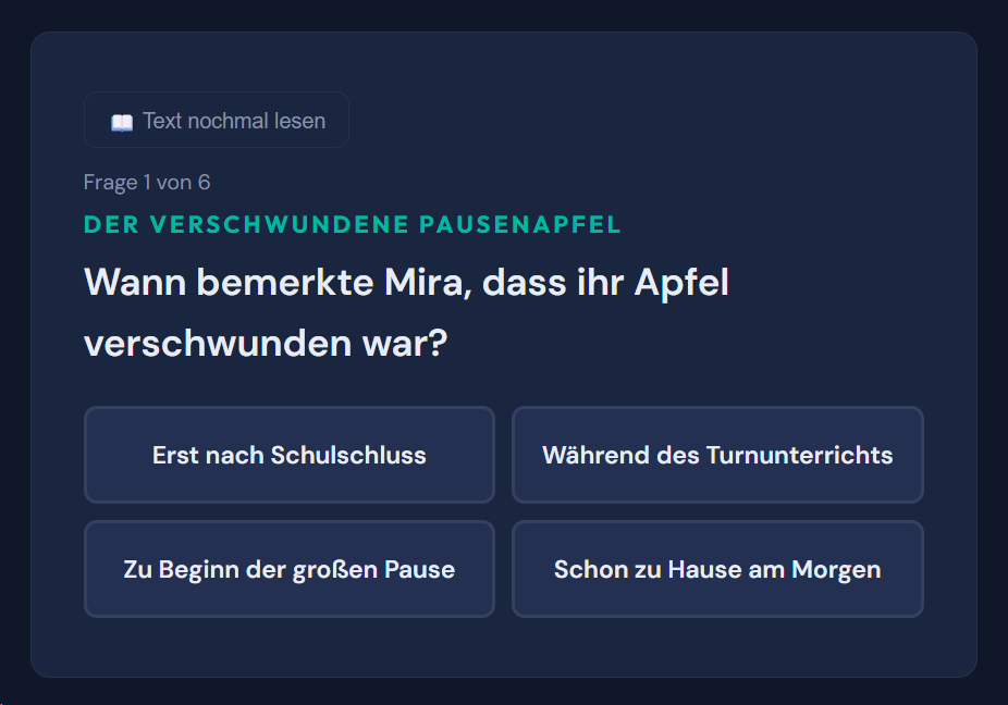 Beispiel-Aufgabe Leseverständnis