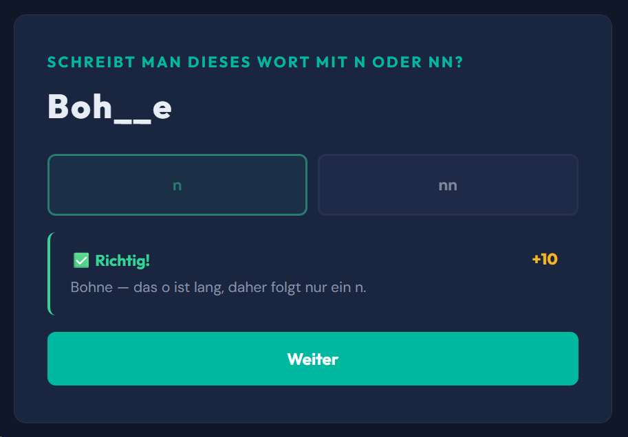 Beispiel-Aufgabe N oder NN?